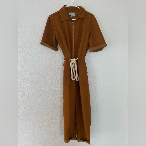 ETICA AMELIA FLIGHTSUIT - BURNT TURMERIC Brown Jumpsuit with Rope Belt - Picture 3 of 7